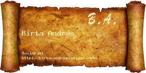 Birta András névjegykártya